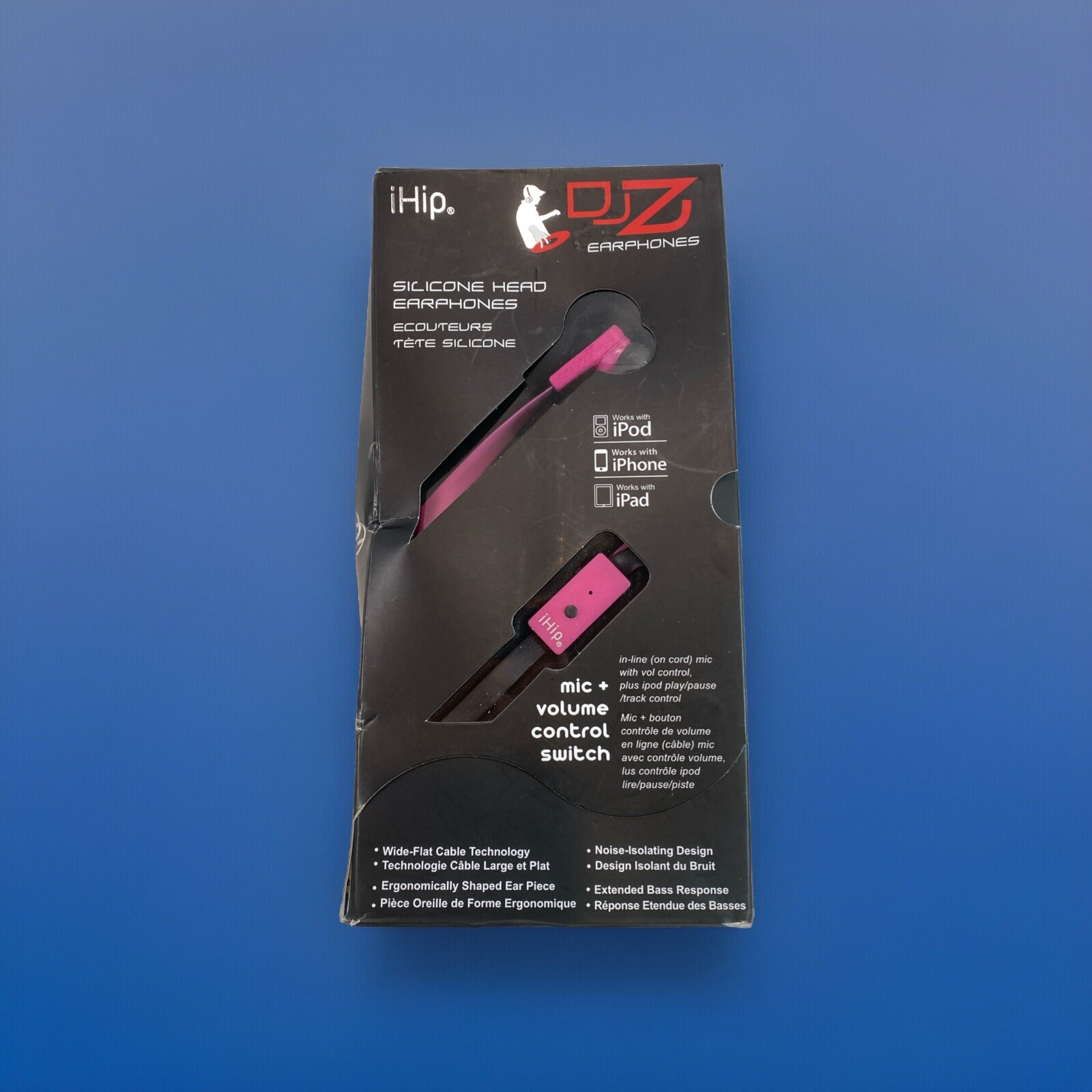 iHip DJZ Earphones High Performance Mic & Volume Control Noise Isolating Pink