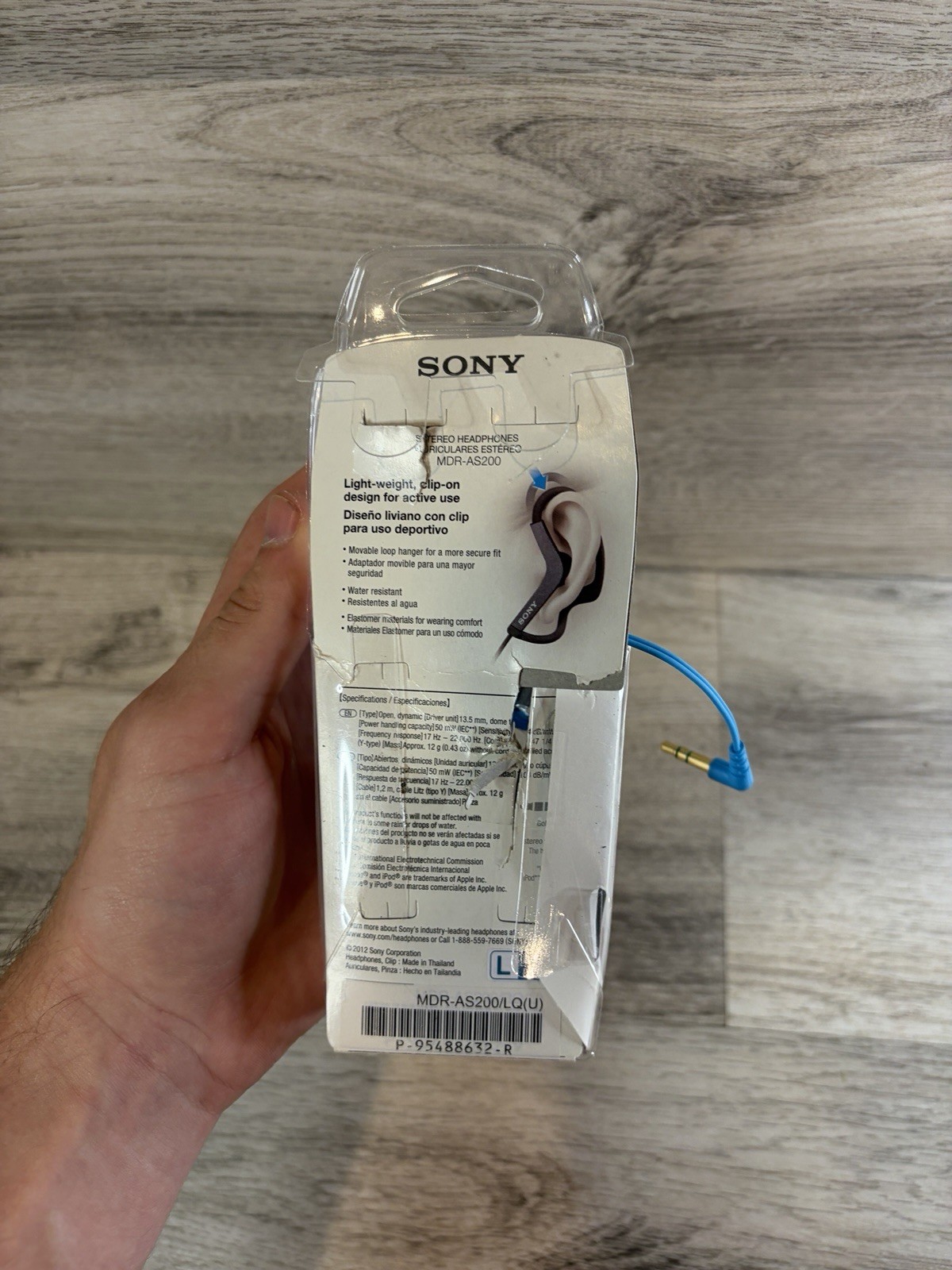Sony Active Sports Secure Fit Stereo Headphones MDR-AS200 – Blue Water Resistant