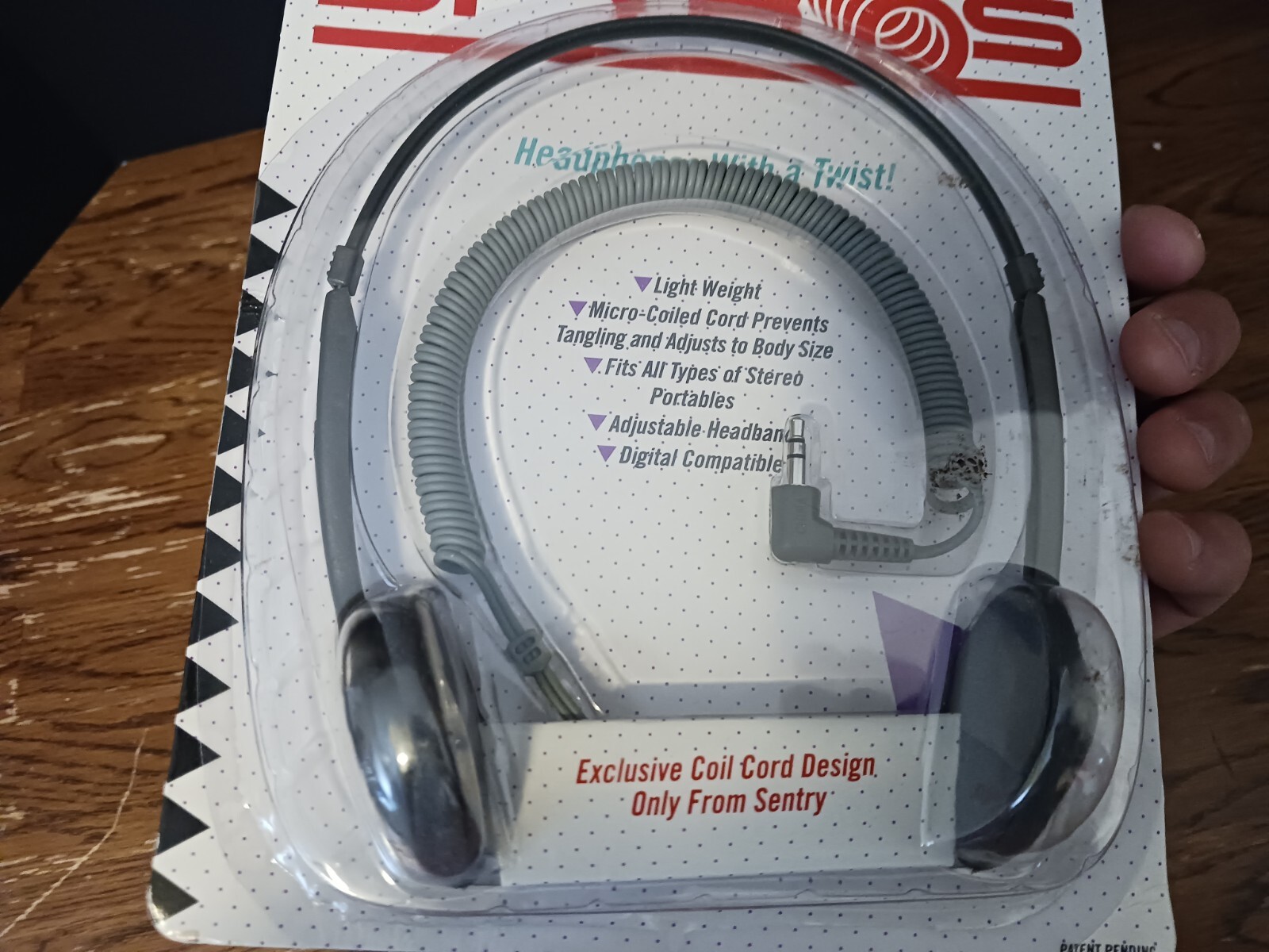 Vintage SENTRY SPYROS COILED CORD Gray Mini Stereo Headphone Ear Pads H0420 New!