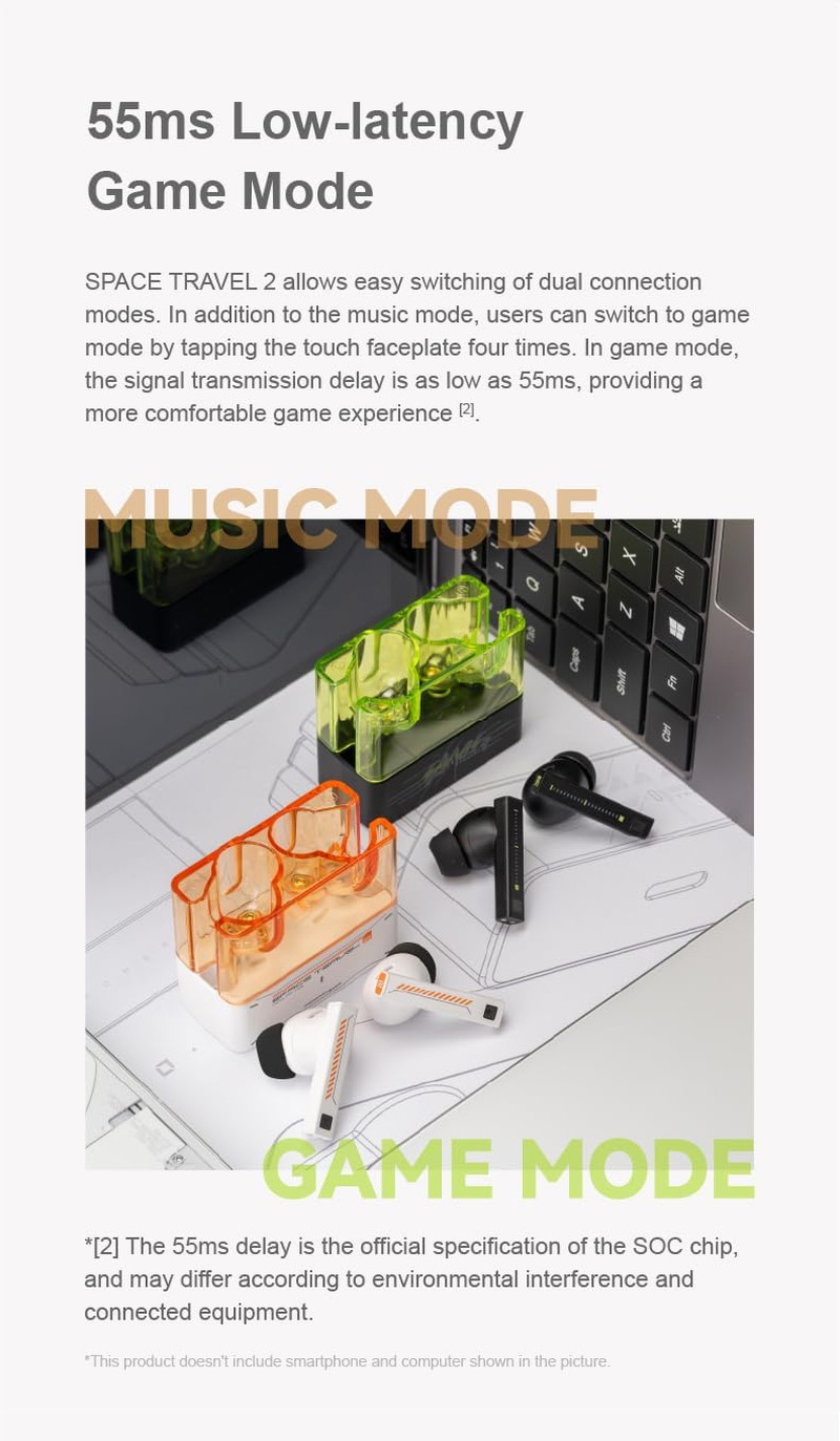 Space Travel 2 HiFi Noise-Canceling TWS Wireless Earphone Bluetooth
