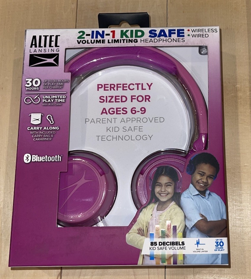 NEW Altec Lansing 2-in-1 KID SAFE Headphones Bluetooth or Wired 3.5 mm Jack
