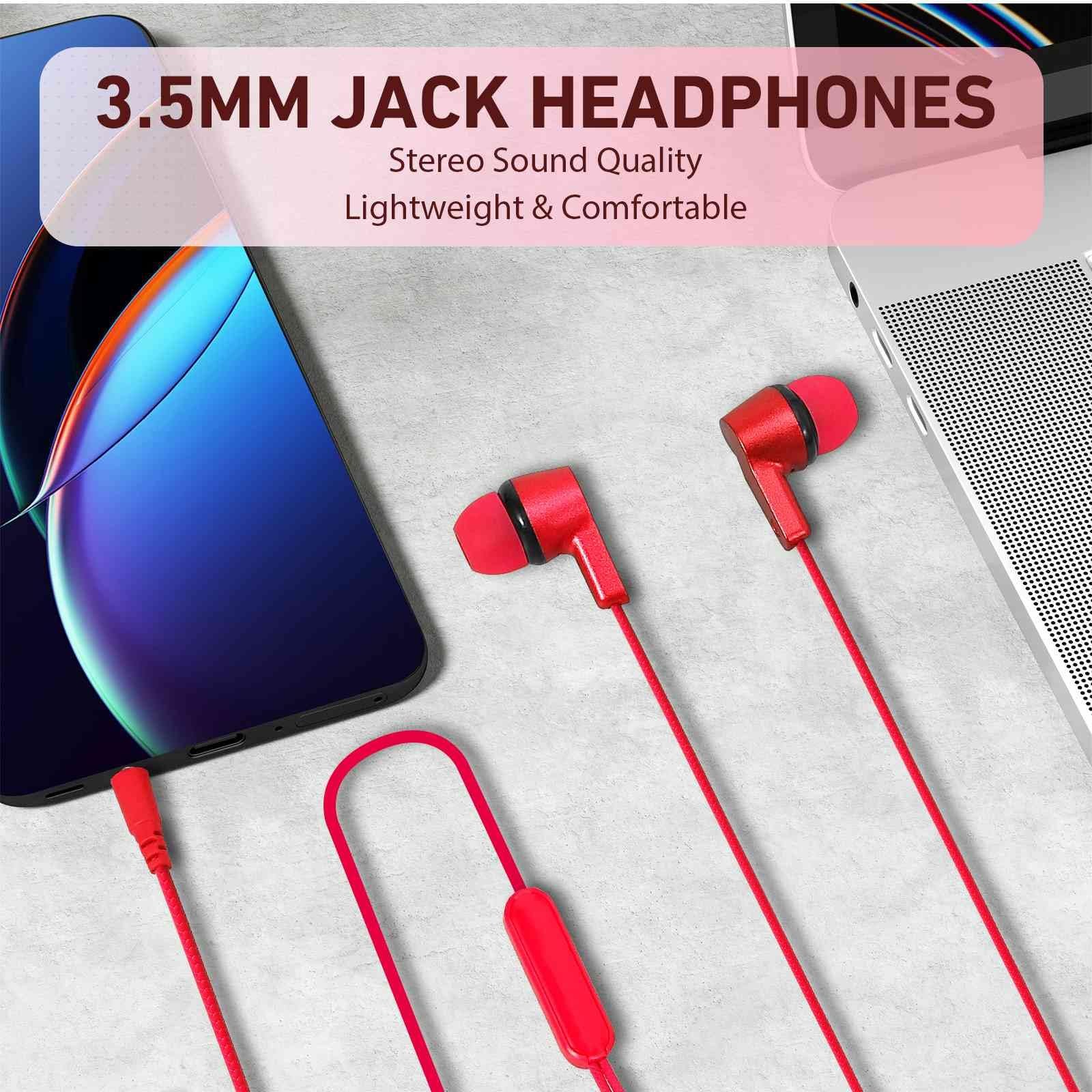 Wired 3.5mm Stereo Headphones with Microphone for Xiaomi Redmi Note 9 In-Ear
