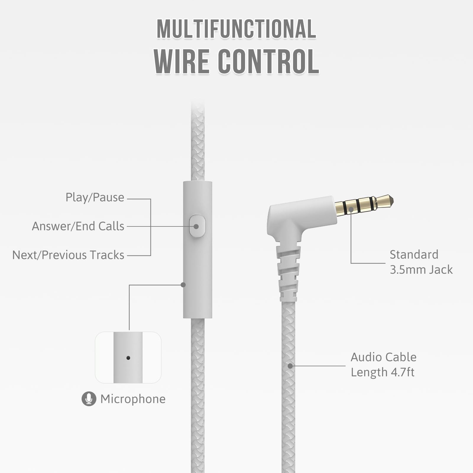 L22 Wired Headphones for Kids Girls Boys Women with Microphone, Foldable Ster…