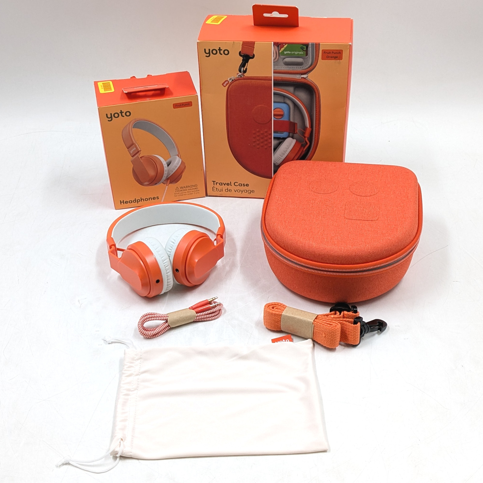 Yoto Wired Over-Ear Headphones For Kids 3.5mm Jack w/ Travel Case Lot of 2