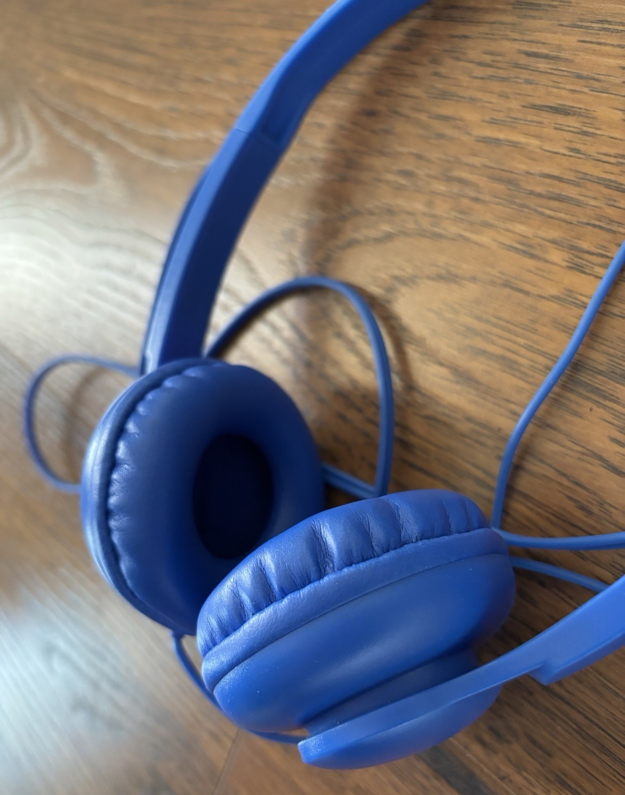 Blue Wired On-Ear Headphones 3.5mm Jack Adjustable Headband Double