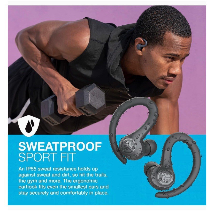 JLab Go Air Sport True Wireless Bluetooth Earbuds With Charging Case – Graphite
