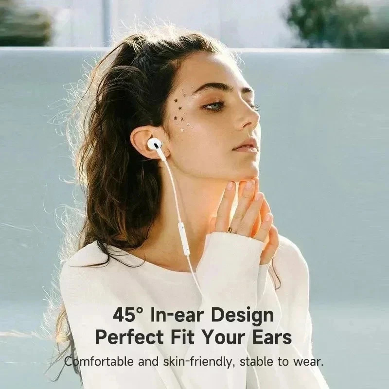 USB Type-C Wired Earphones Stereo Earbuds with Microphone Volume Control Headset