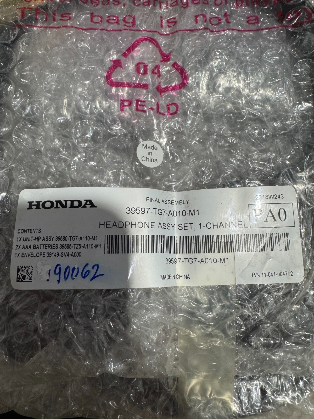 Honda Wireless Headphones – OEM Pilot, Odyssey and MDX (2x)(39597-TG7-A010-M1)