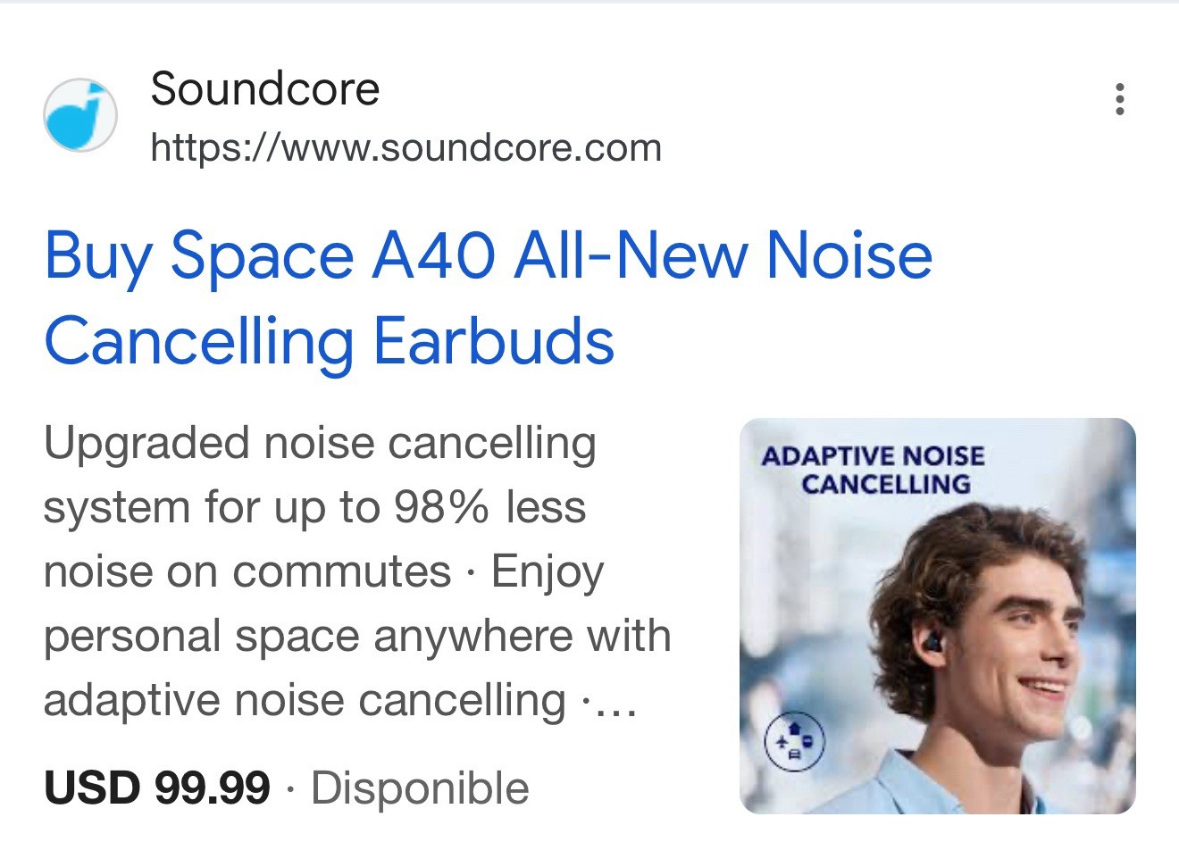 Soundcore by Anker Space A40 Adaptive Active Noise Cancelling Wireless Earbud