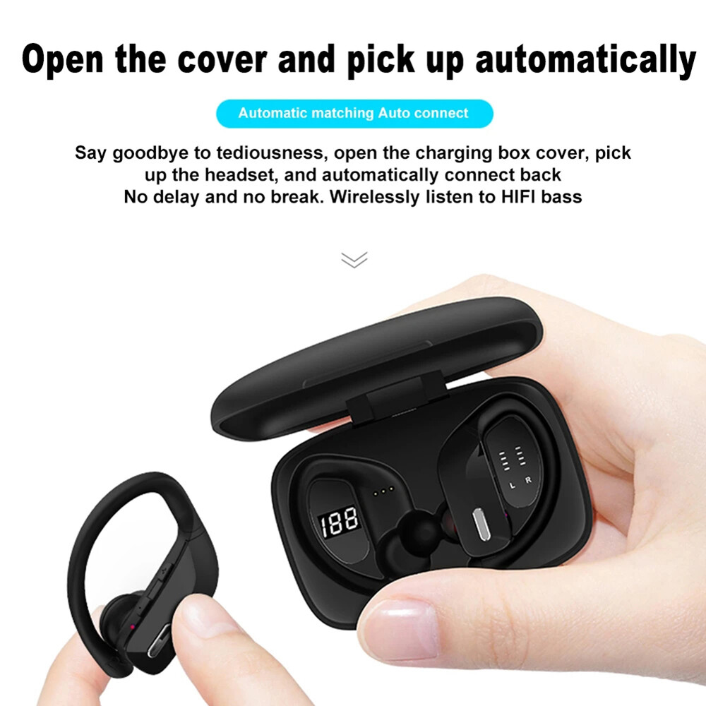 Waterproof Wireless Ear-Hook Earbud Earphones Bluetooth 5.0 Headsets HD Call USA