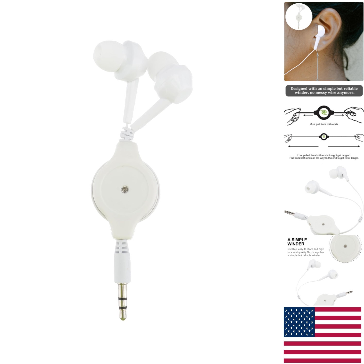 Wired Noise-Cancelling Earphones with Retractable Cable – Perfect for Travel