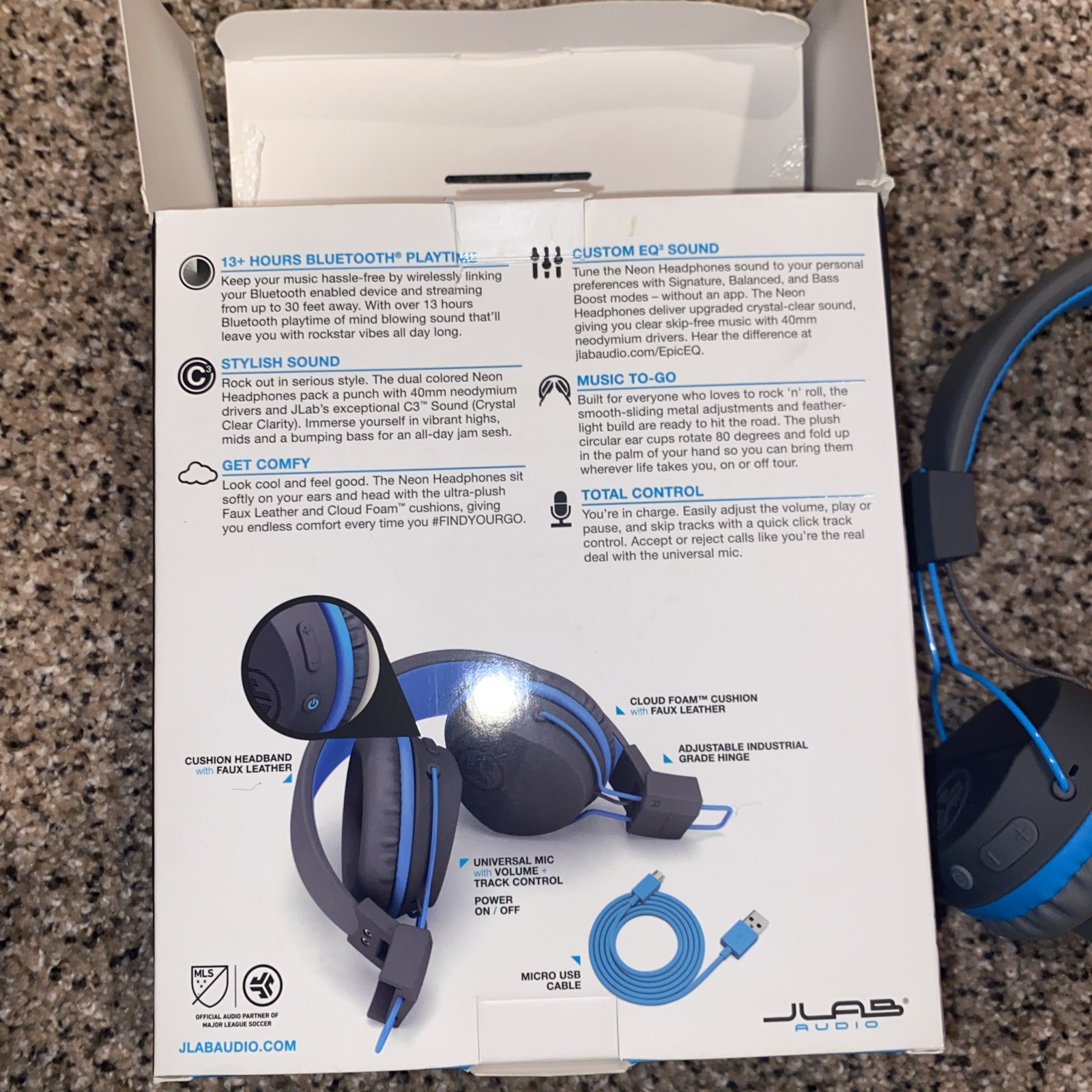 JLab Wireless Over-Ear Headphones Bluetooth Black Blue