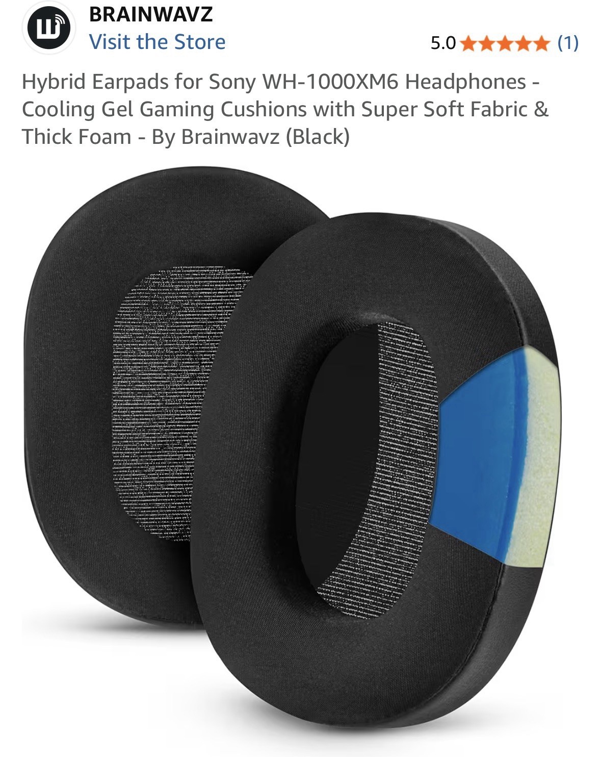 CUSTOM SONY WH-1000xm6 Carbon Fiber Blue & Wicked Cushions + Brainwavz Earcups