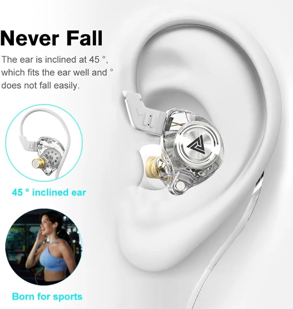 Wired Gaming Earbuds, Ak3file in Ear Monitors, Deep Bass Sound White
