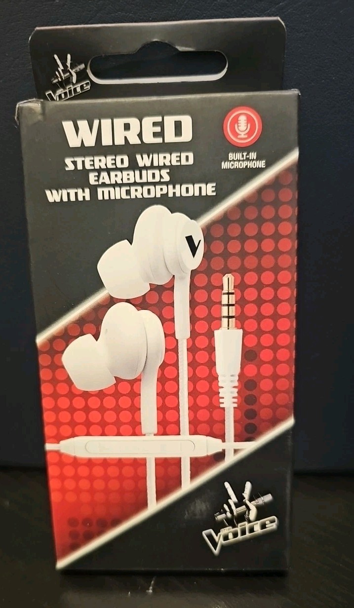 The VOICE stereo Wired Earbuds With Microphone – White