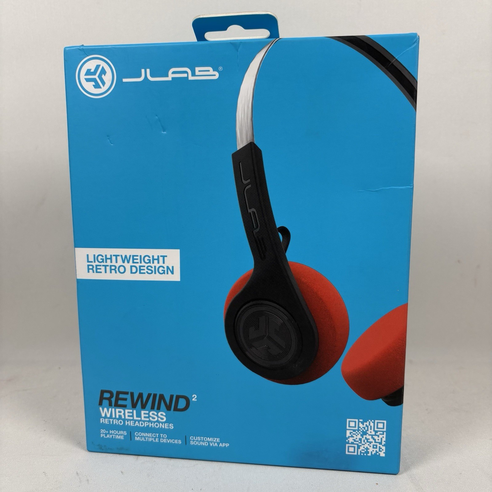 JLab Rewind 2 Wireless Retro Headphones Mic Black Orange Multipoint BT USB NEW