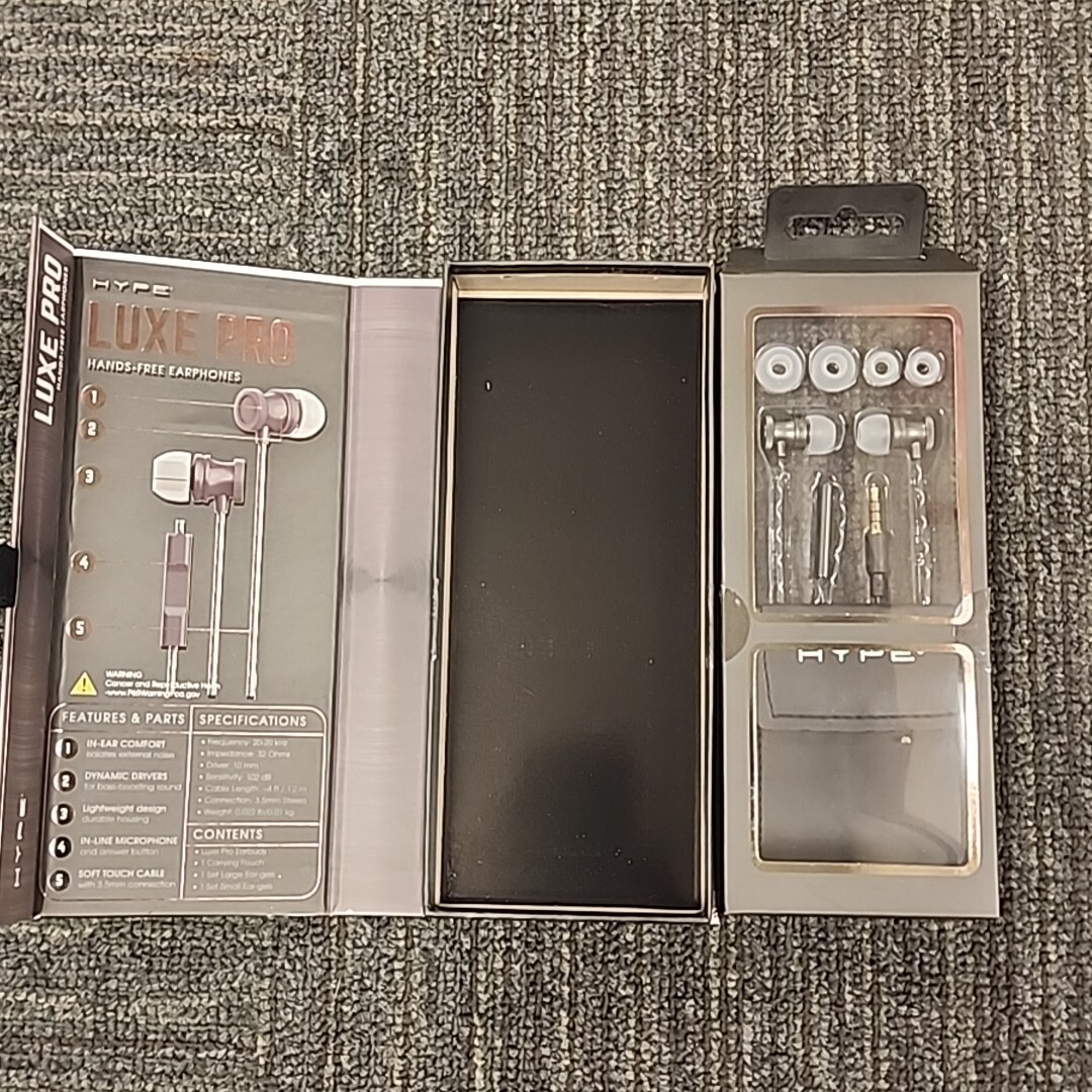 Hype LUXE PRO Hands Free Earphones Bass Boosting Built-in MIC & Carrying Case
