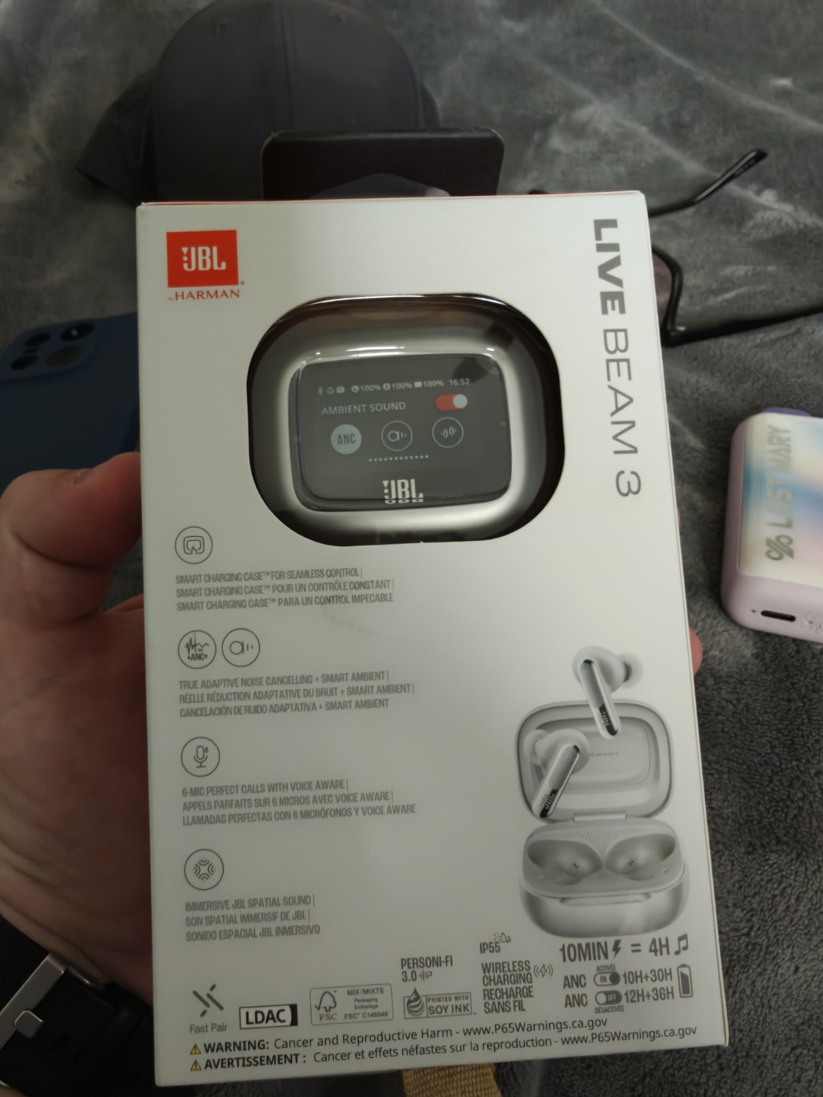 JBL Live Beam 3 True Wireless In-Ear Headphones – White
