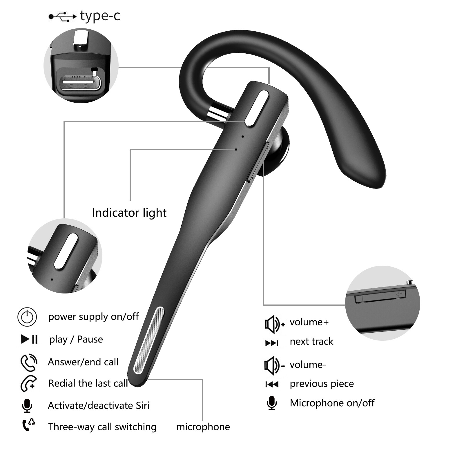 Trucker Wireless Bluetooth 5.1 Earbuds Headset Dual Mic Earphone Noise Cancel US