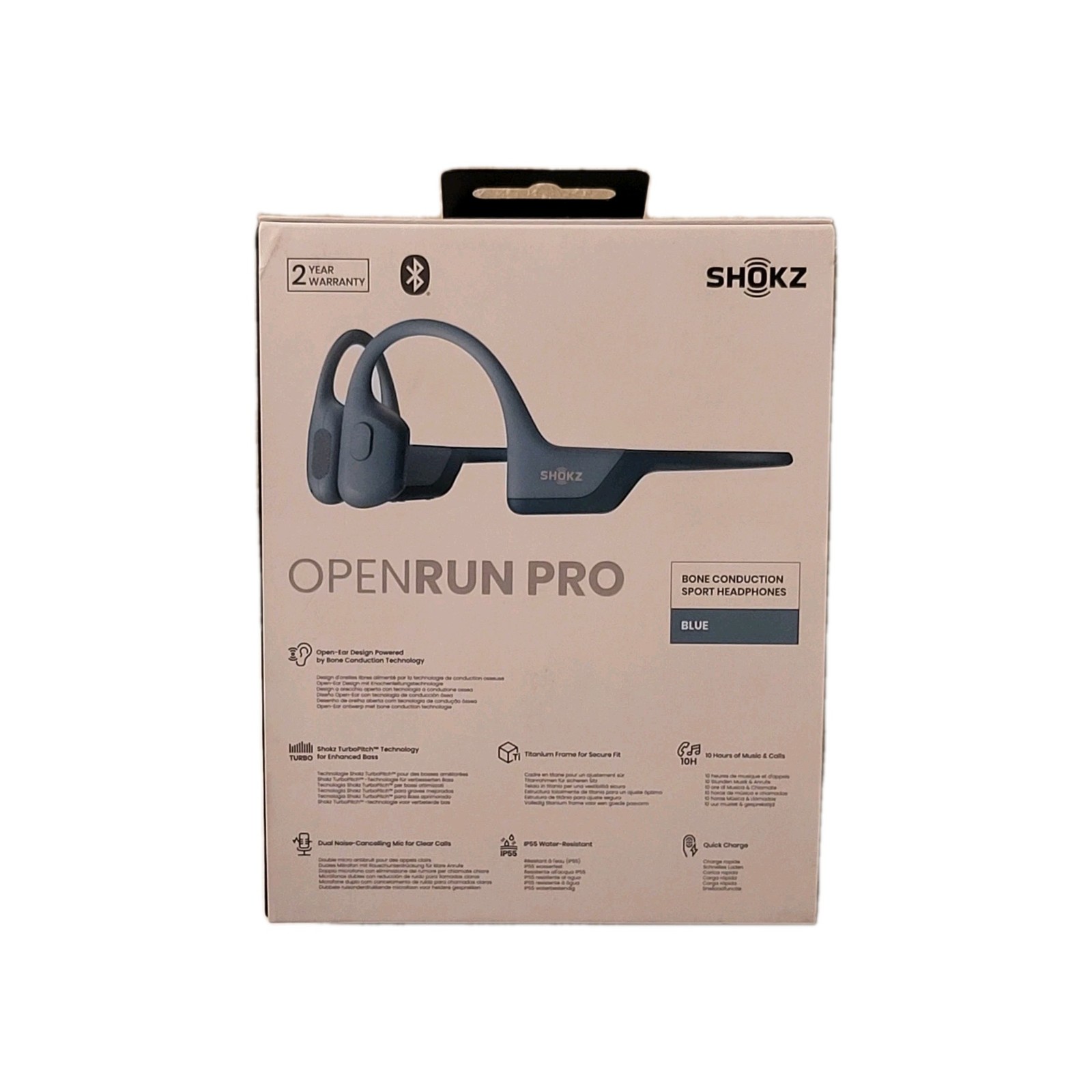 Shokz OpenRun Pro Bluetooth Wireless Headphones w/Case Blue New Open Box