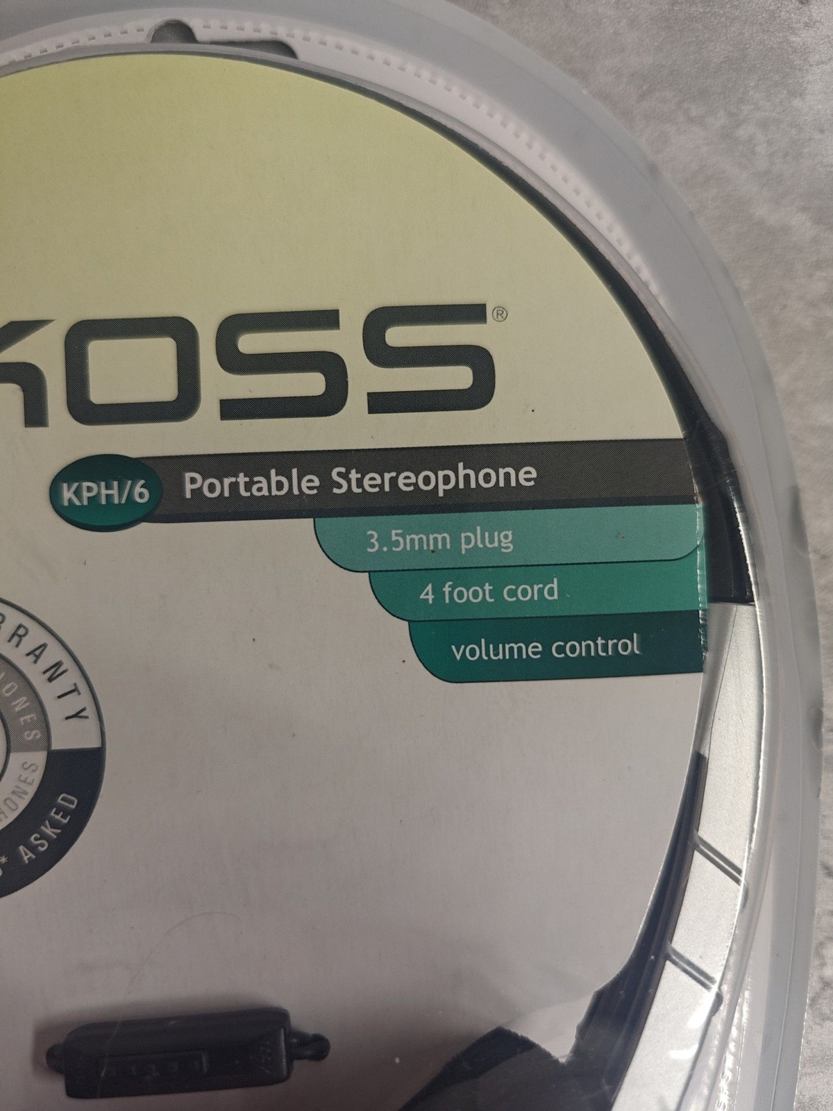 Koss KPH6 Portable Headphones Wired Silver Sealed