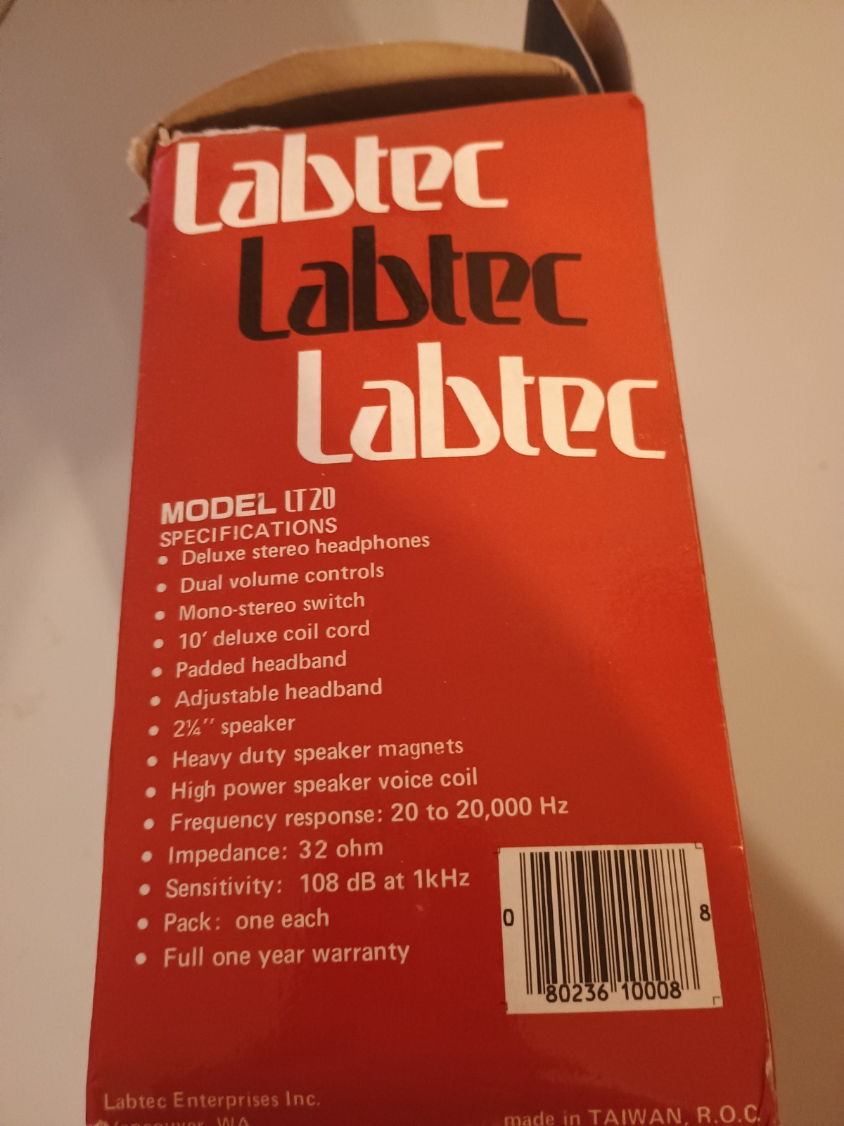 Retro Labtec LT-20 Stereo Headphone NOS 1/4″ Pin Input Jack