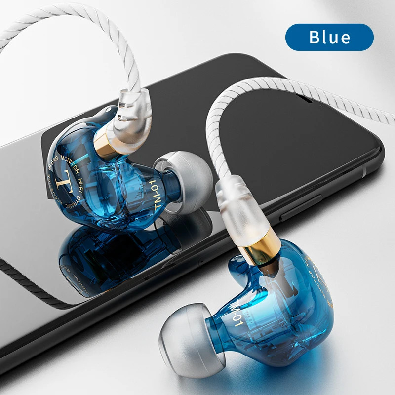TM-01 3.5Mm Wired Headphones Double Driver Hifi Earphone Bass Stereo Headphone H