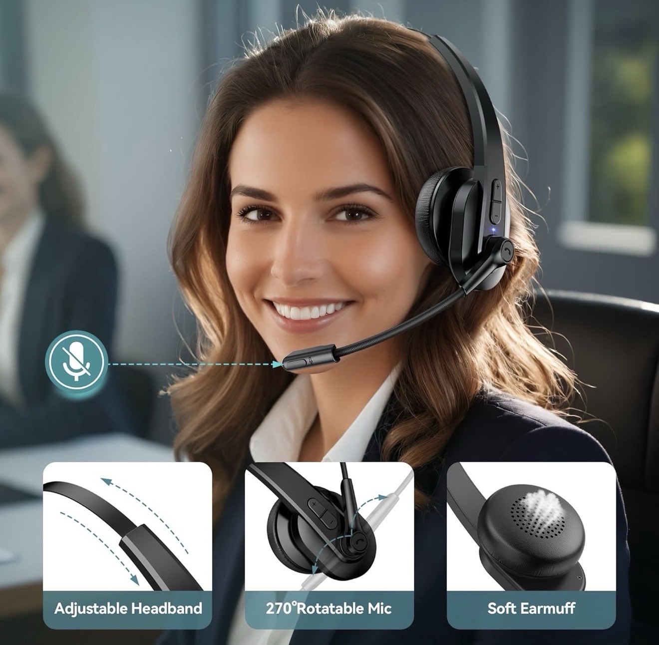 Sarevile Wireless Mono Headset w/ Charging Cable & USB Adapter – Open Box