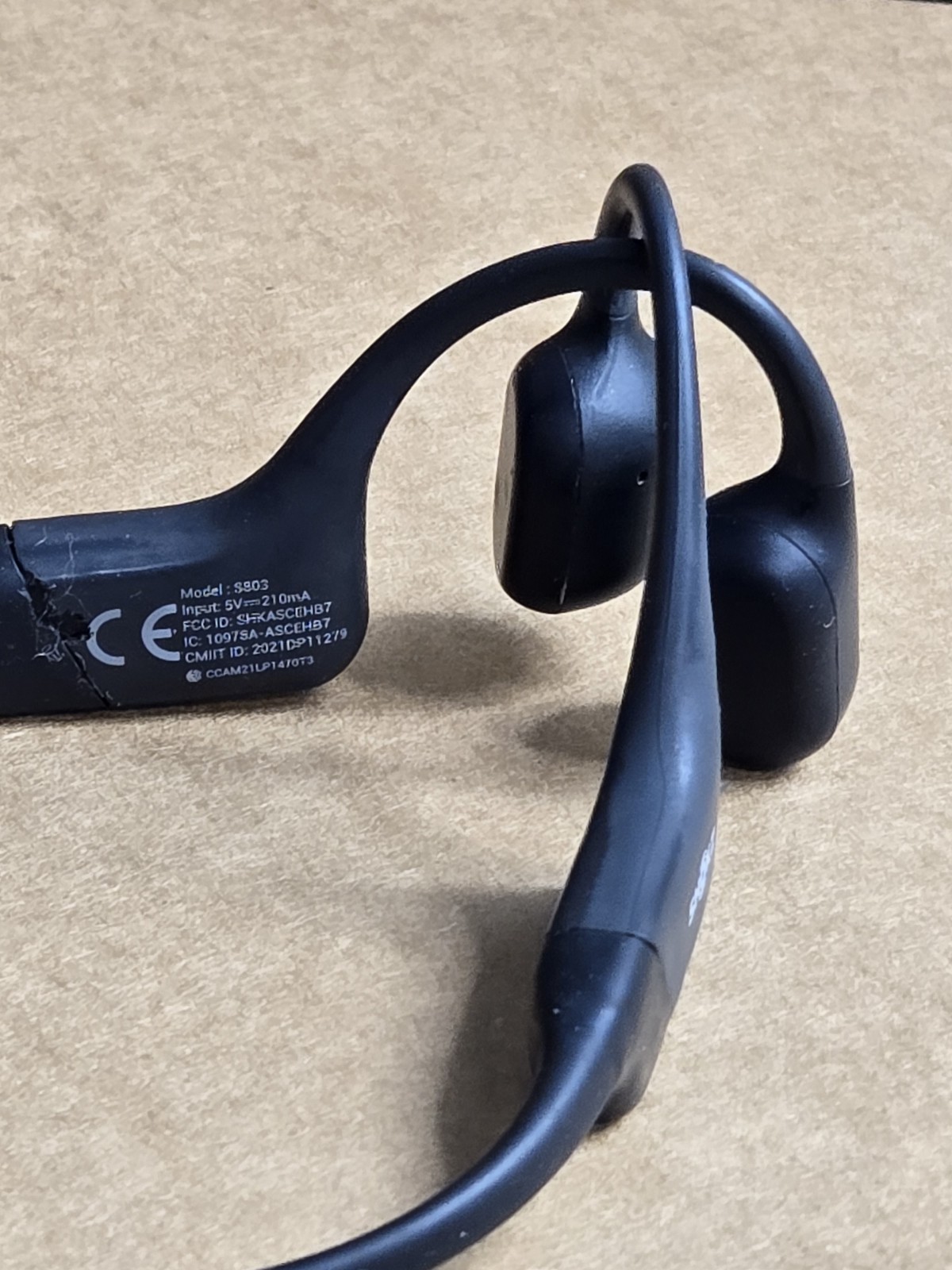 SHOKZ OpenRun S803 Open-Ear Bone Conduction Sport Headphones Only Black