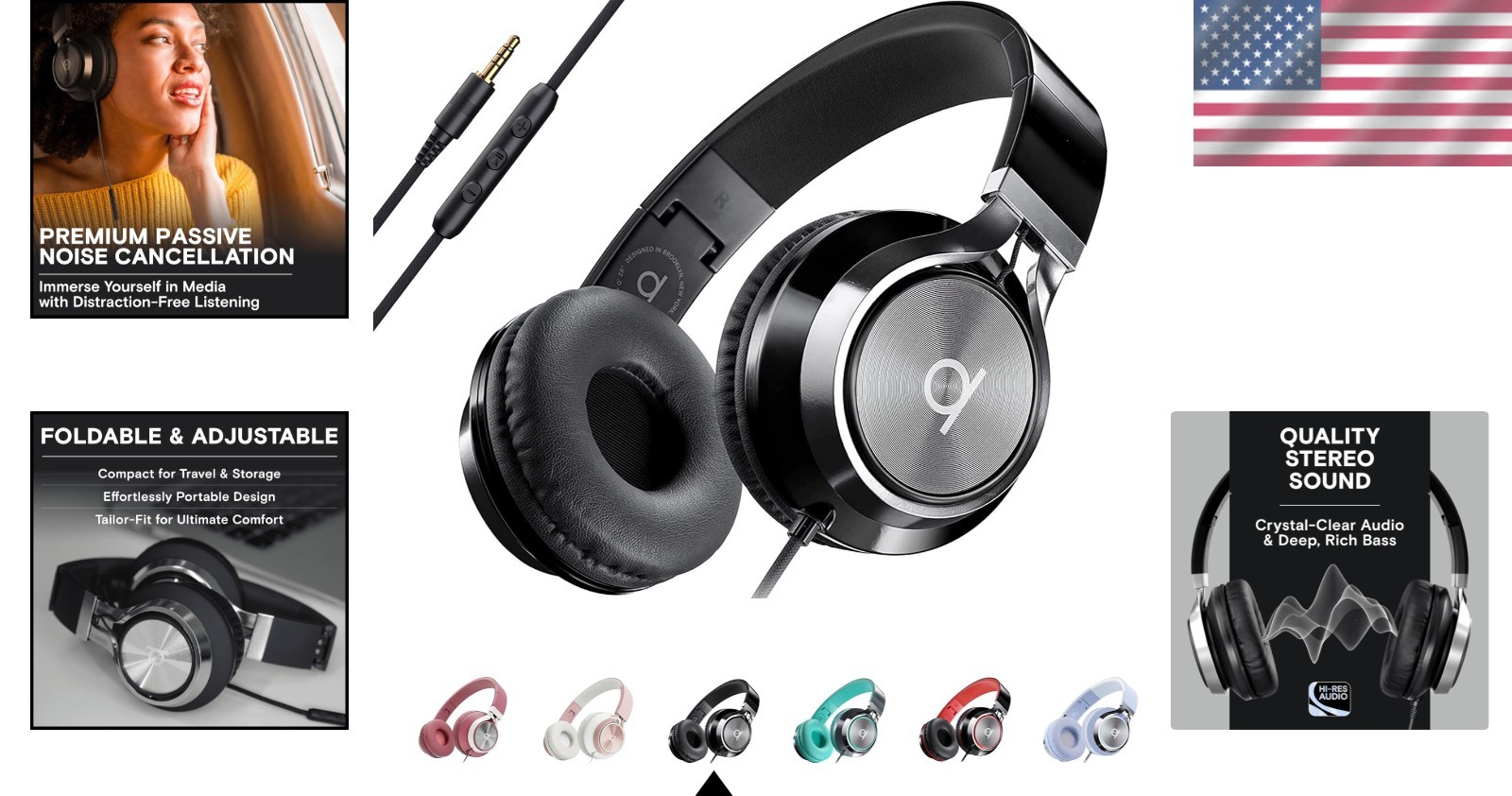 CL750 On-Ear Headphones – Lightweight, Foldable Design with Mic & Volume Control