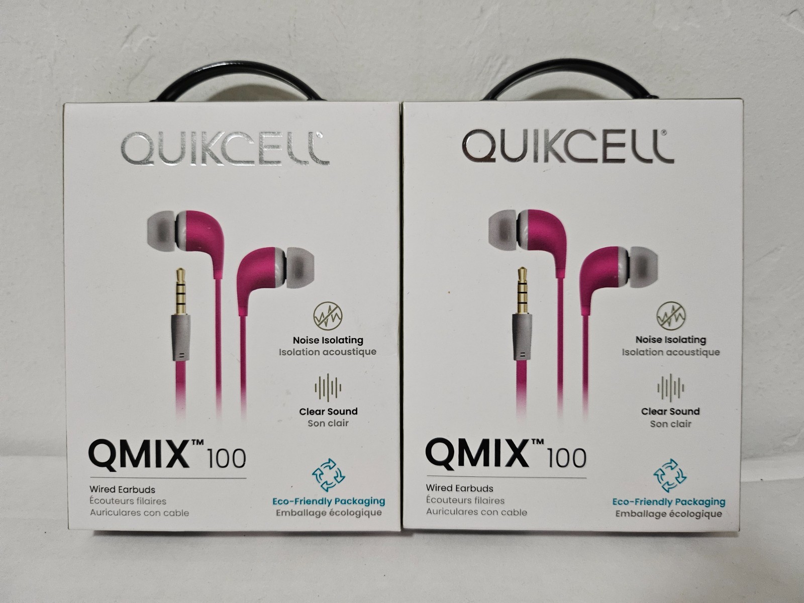 (2-Pack) Quikcell QMIX 100 Series Wired 3.5mm Earbuds – Pink