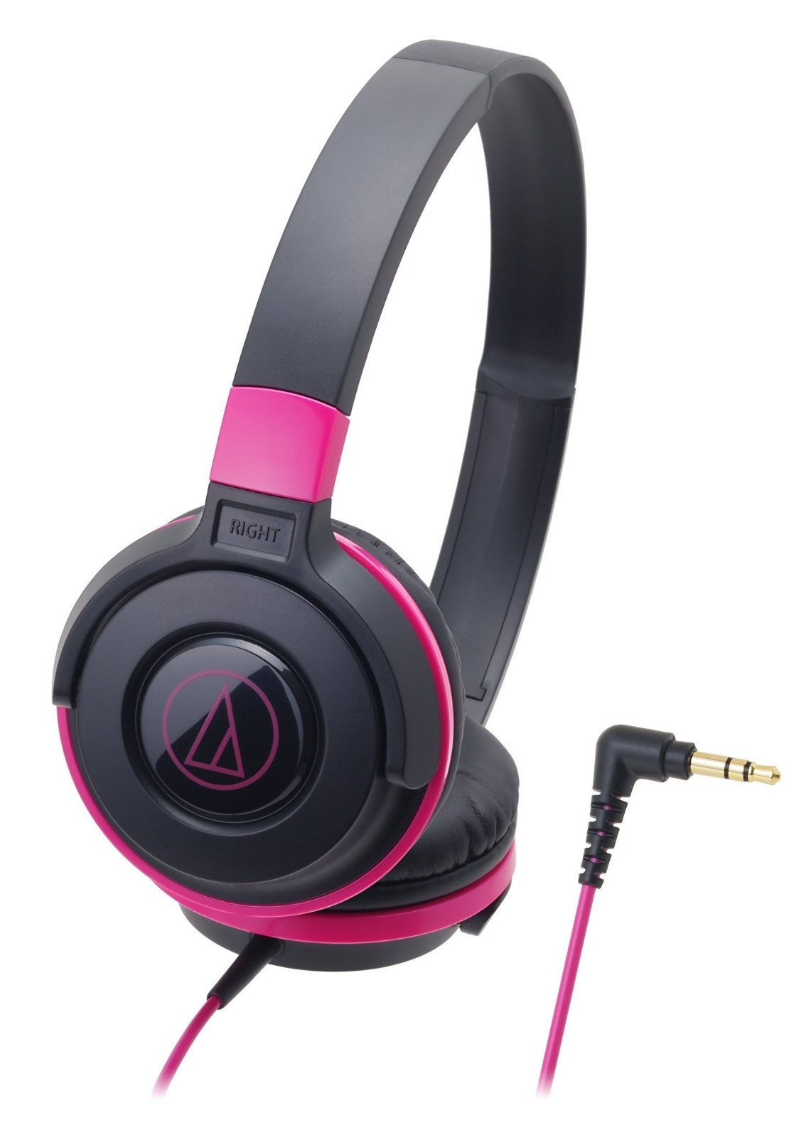 Audio-Technica ATH-S100 Portable On-Ear Headphones Black Pink, Wired, Lightweig