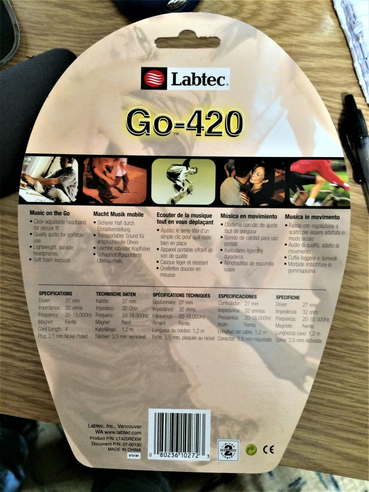 SET of 6 NEW Sealed Logitech Labtec Go-420 Audio Portable Headphones Headset