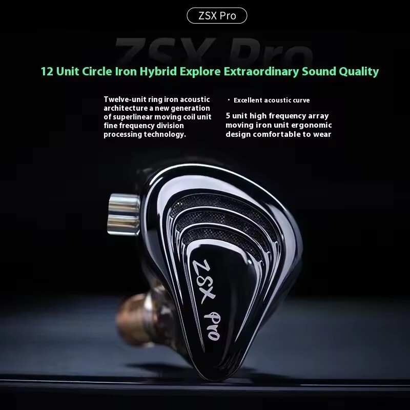 KZ ZSX Pro 5BA+1DD Hybrid Drive 12 Unit Earphones HIFI Music Earbuds Custom