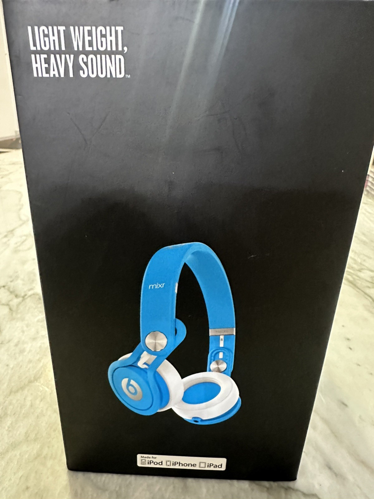 Beats Mixr Mixer Headphones Neon Blue & White David Guetta Edition Rare