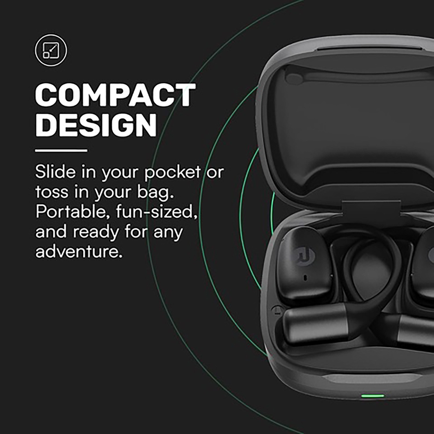 Essential Open-Ear Earbuds, Mic, Earhooks, DSP, 36-Hr Playtime, IPX5