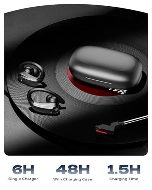 Wireless Earbuds Bluetooth 5.3 Sport Headphones with Earhooks,IPX7 Waterproof