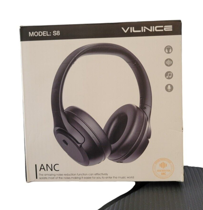 VILINICE Noise Cancelling Headphones, Wireless Bluetooth Headphones , Black, S8