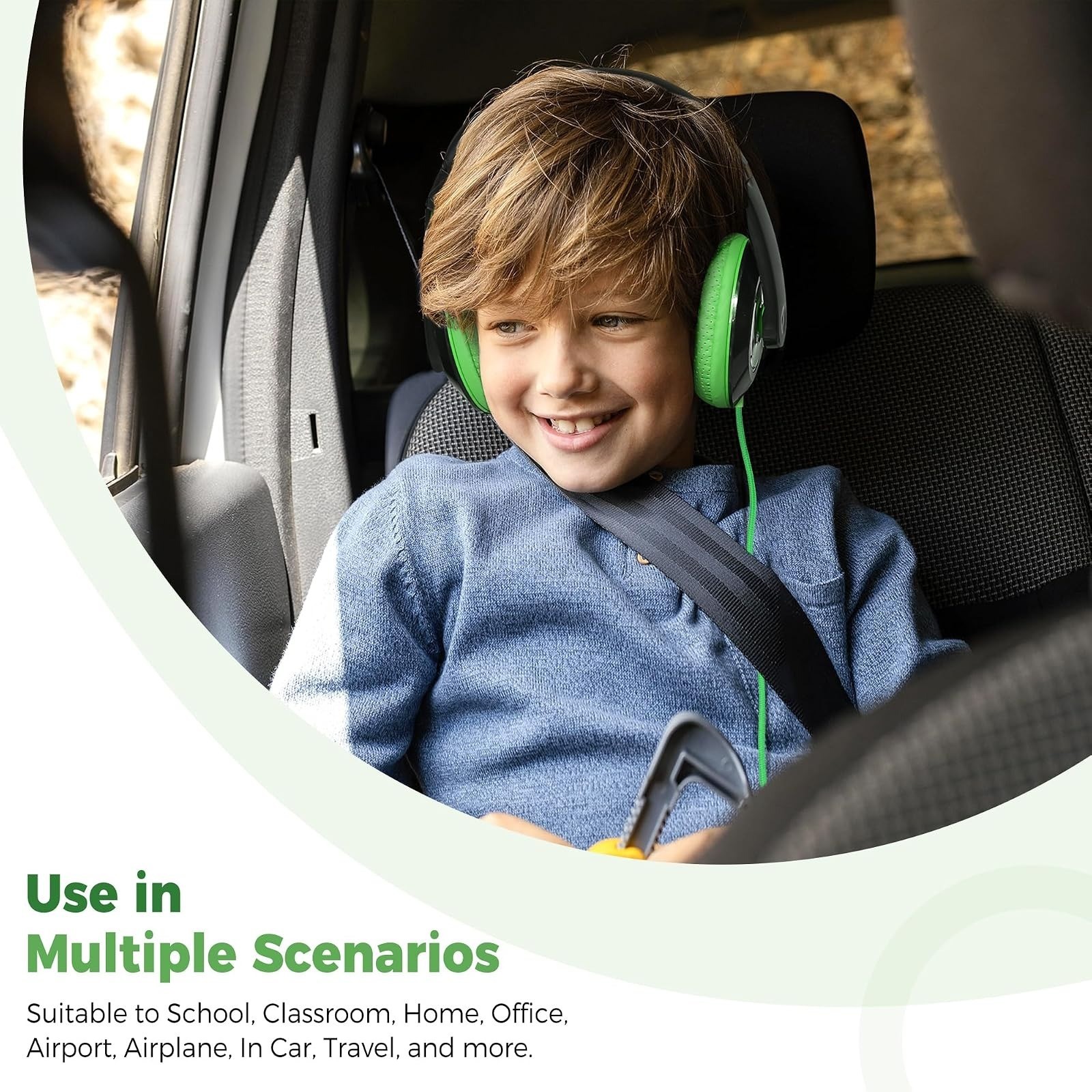 rockpapa Comfort Kids Headphones Wired Over Ear Lightweight Black/Green