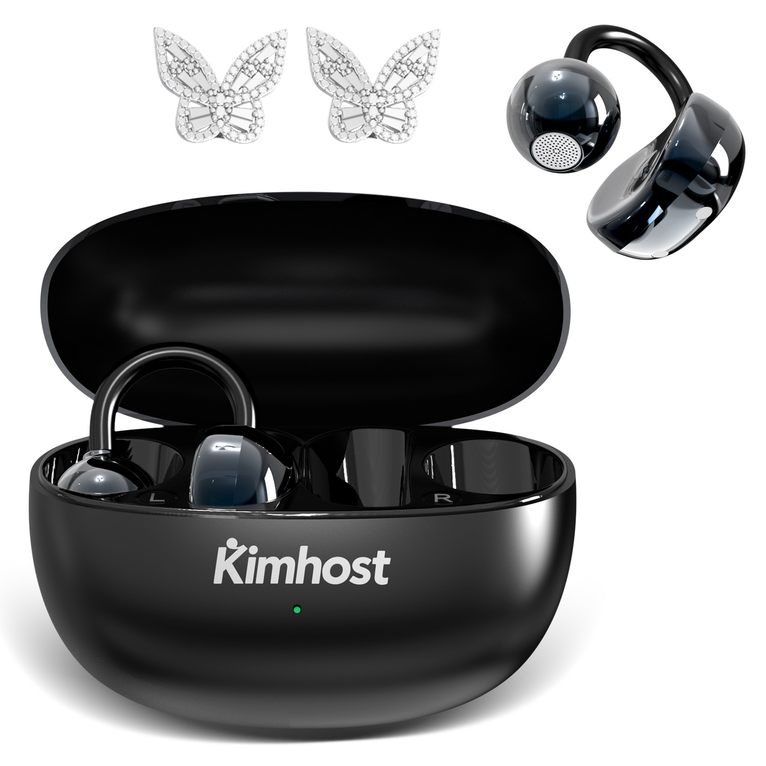 Kimhost Open-Ear Earbuds Wireless Clip-On Headphone IPX7 Bluetooth 5.3 Earphone