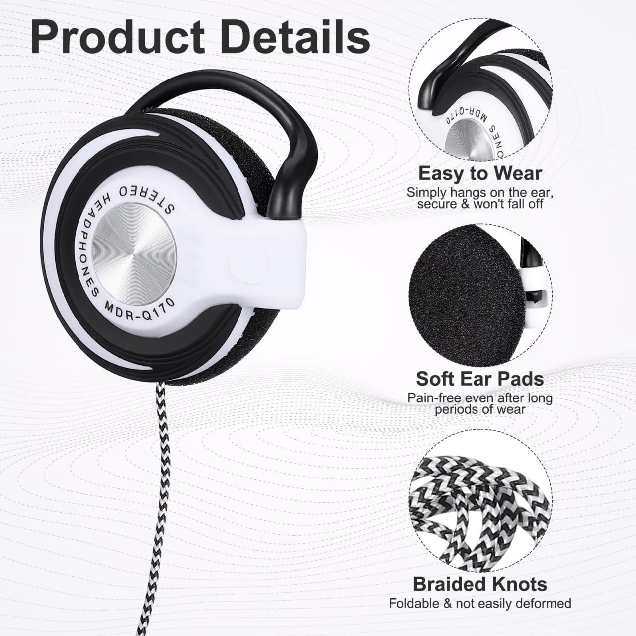 Koss Clip On Headphones Wired Headset Compatible Mp3 Player Computer TV