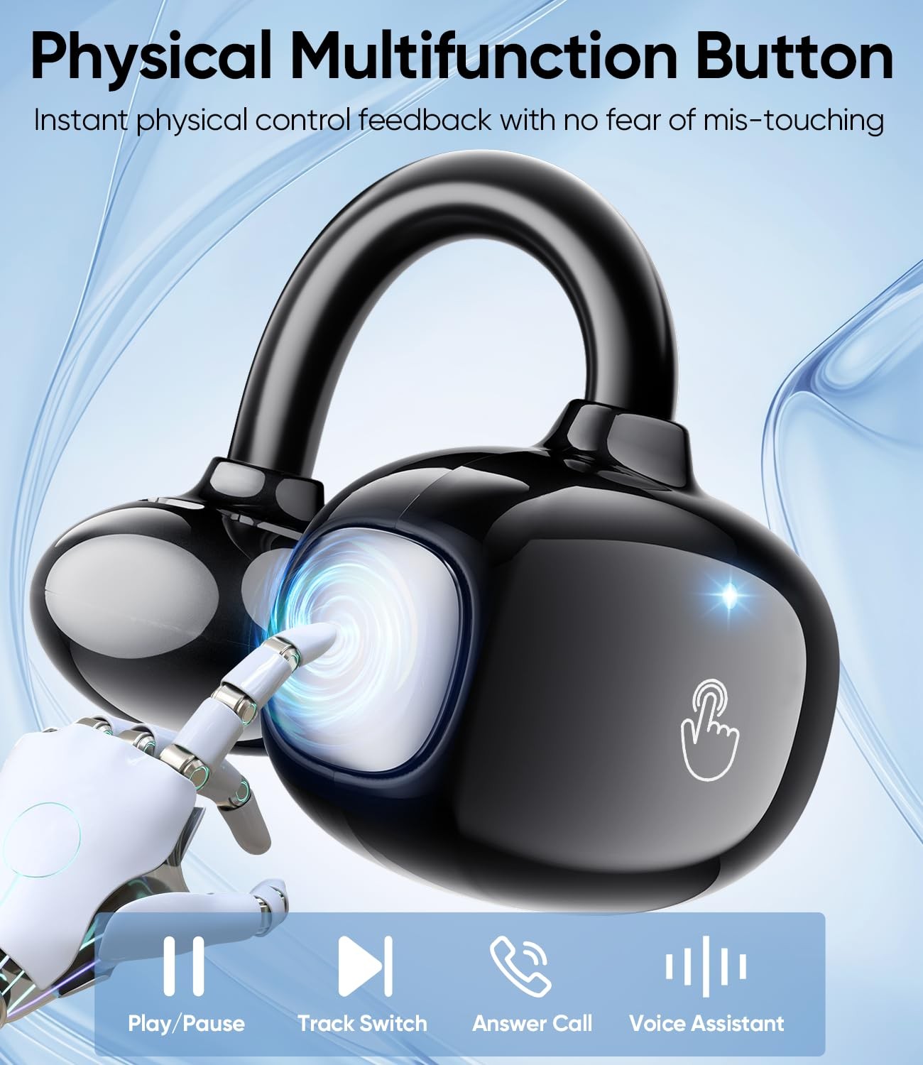 Clip on Earbuds Wireless, Lightweight Open Ear Earbud with Physical Button, D…