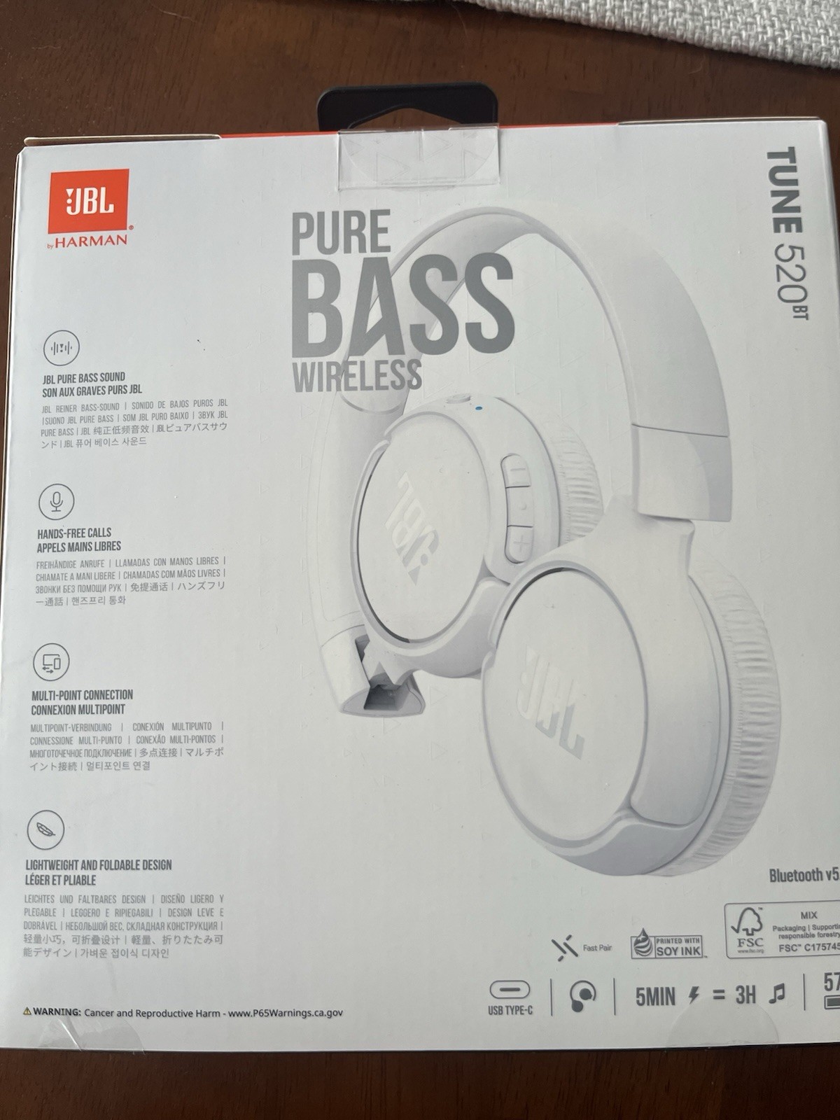 JBL Tune 520BT Wireless Bluetooth On-Ear Headphones, New Factory Sealed