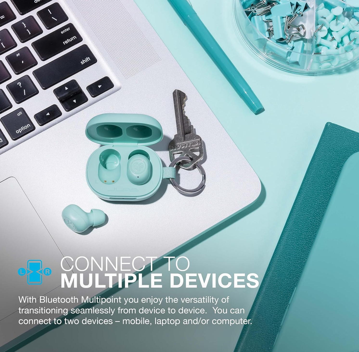 JBuds Mini True Wireless Bluetooth Earbuds + Charging Case, Crystal Clear Calls