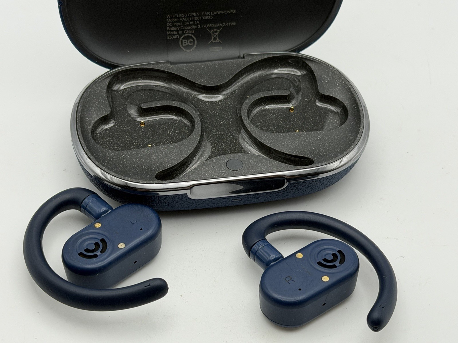 ONN Wireless Open-Ear Earphones Bluetooth Headset ENC Microphones Blue