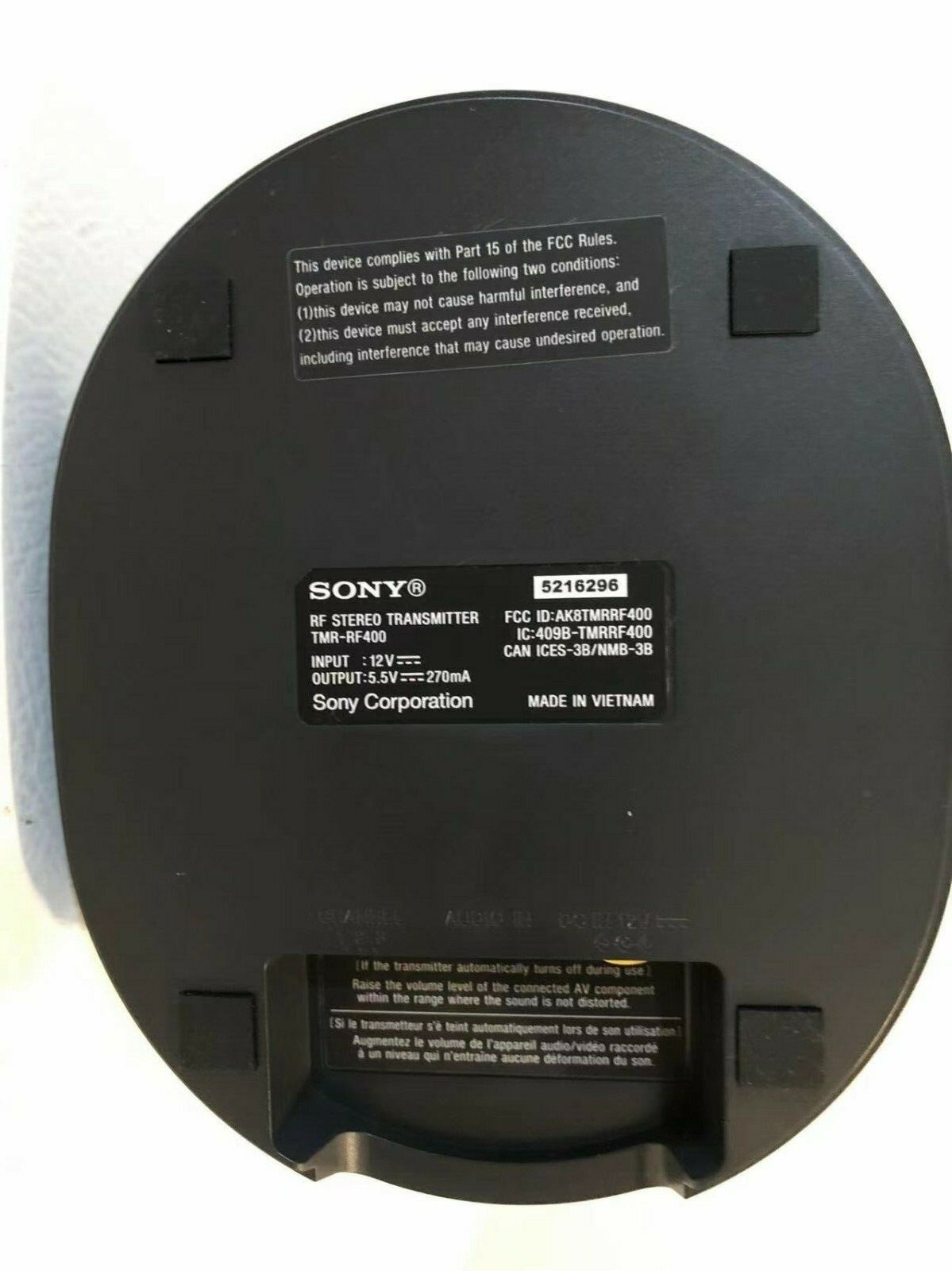 Sony WH-RF400R Wireless Headphones Transmitter Charging Base Only