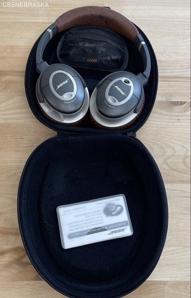 Bose QuietComfort 15 QC15 Over-Ear Noise Cancelling Headphones Brown Case Tested