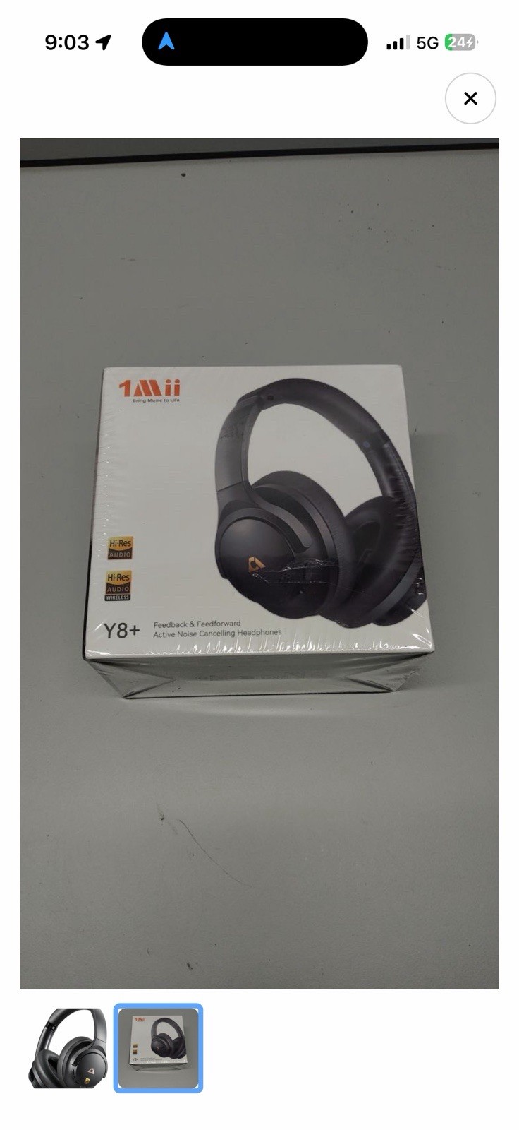 1Mii Y8+ Noise Cancelling Headphones Bluetooth 6.0, Wireless LDAC Hi-Res Audio,