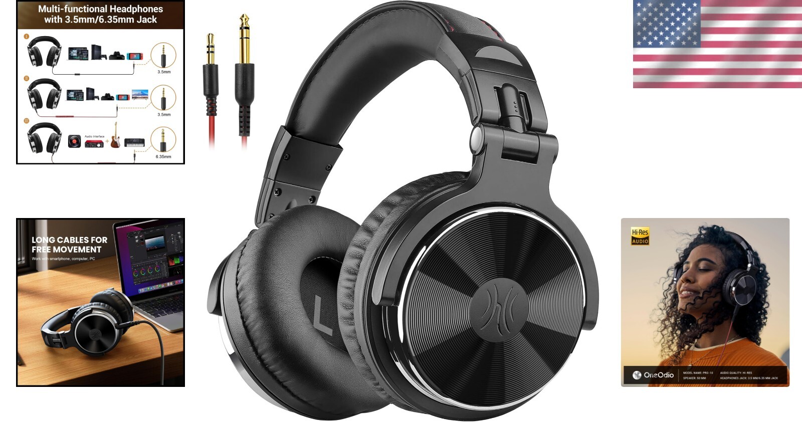 Wired Over Ear Headphones Leather 50mm Drivers Noise Isolation DJ Mixing Music