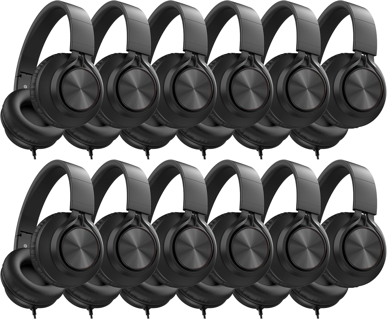 Classroom Headphones Bulk Wired for School, 12 Pack Headsets with Microphone for